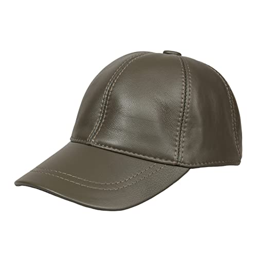 Genuine Leather Unisex Baseball Cap - color: Dark Green