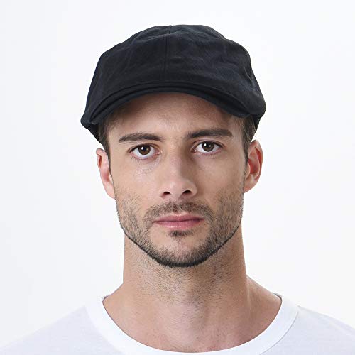 WITHMOONS Simple Newsboy Hat Flat Cap SL3026 - color: Blackm, size: One Size