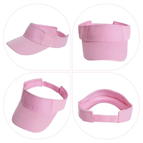 Yookat 3 Pack Visor Sun Hat Adjustable Sun Visor Caps Golf Tennis Visor Hat for Sports Girls Boys Outdoor - color: White, Pink, Blue