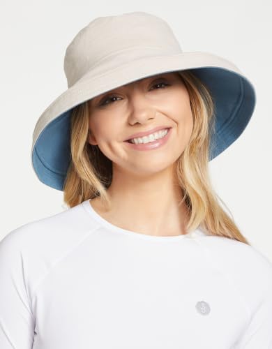 Solbari Women's Holiday Sun Hat UPF 50+ - color: Blue/Beige, size: Small-Medium