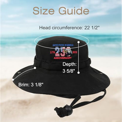 Bucket Hat UV Protection Sun Hat, Boonie Fishing Safari Hats for Outdoors - color: Flag Black