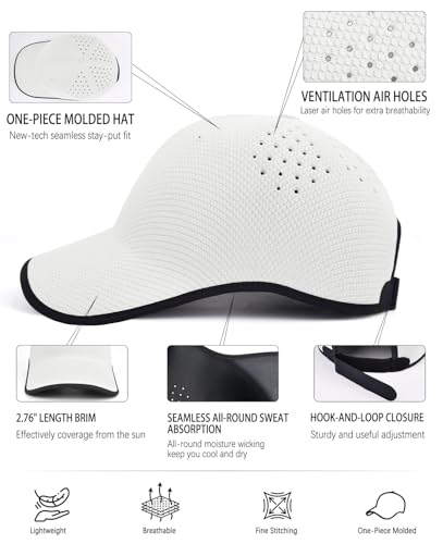 ZOORON Uncrushable Baseball Cap, Seamless Hats with Breathable Air Holes - color: White