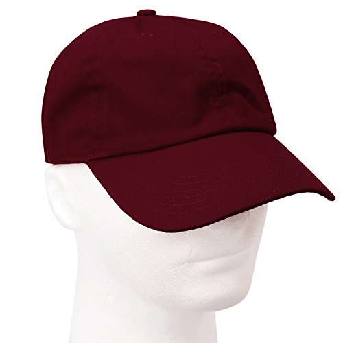 Falari Classic Baseball Cap Dad Hat 100% Cotton Soft Adjustable Size - color: Burgundy