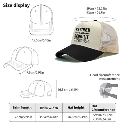 Retired and Rebuilt Hip Knee Replacement Parts Hat Men Dad Hats Funny Birthday Gifts for Women - color: Allblack-4