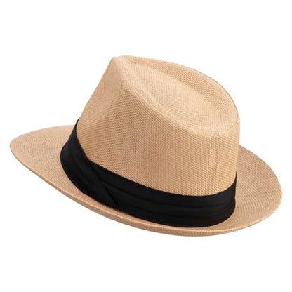 Jeanne Simmons Men's Large Brim Fedora Hat - color: Tan, size: Medium