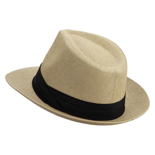 Jeanne Simmons Men's Large Brim Fedora Hat - color: Tan, size: X-Large
