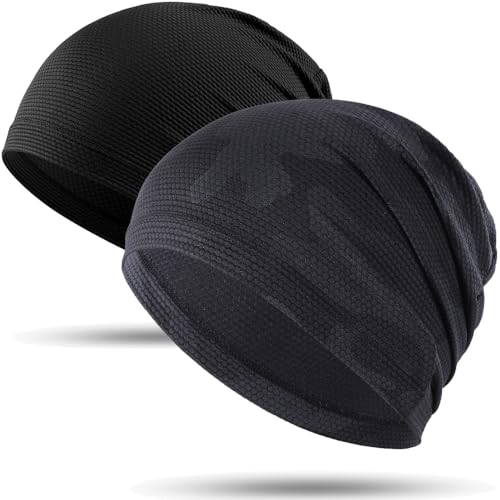 WTACTFUL Cooling Breathable Skull Cap Men Women, Sweat Wicking 1-2-4 Pack - color: Black + Camo Black