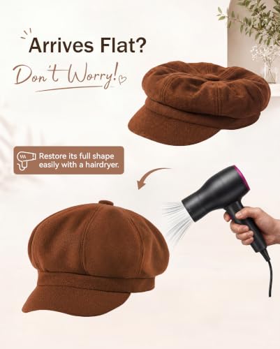 American Trends Newsboy Hats for Women Baker Boy Cap Fall Winter Beret - color: A-caramel