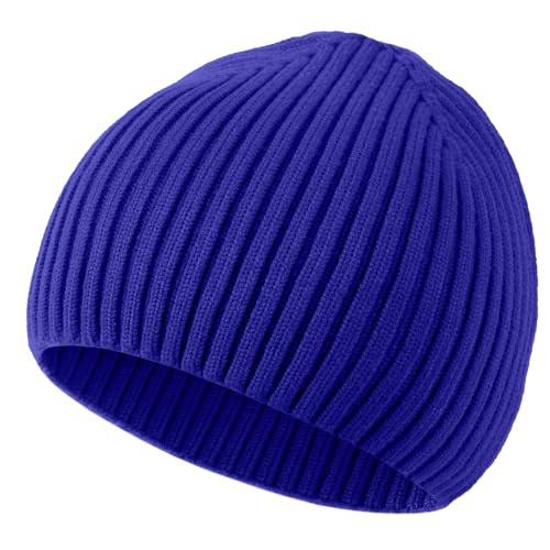 ROYBENS Wool Beanie for Men Women, Seamless Knit Warm Winter Hat Skull Caps - color: 1pcs-blue