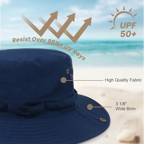 Bucket Hat UV Protection Sun Hat, Boonie Fishing Safari Hats for Outdoors - color: Blue