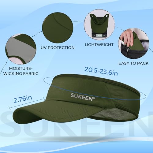 Sukeen Lightweight Sports Sun Visor Hat for Men Women - color: Army Green