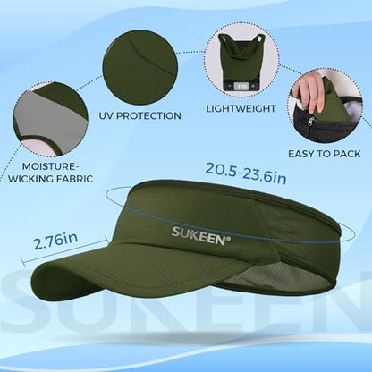 Sukeen Lightweight Sports Sun Visor Hat for Men Women - color: Army Green
