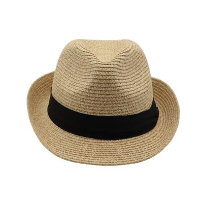 Straw Fedora Hat Panama Hats Mens Beach Hat Derby Hat Packable Trilby - color: Natural 01, size: Medium