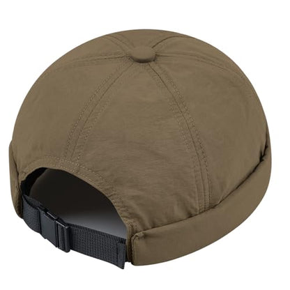 Clakllie Quick Dry Brimless Docker Cap for Men Summer Beanie Sailor Skullcap Lightweight Waterproof Adjustable No Brim Hat - color: S-ct81-brown