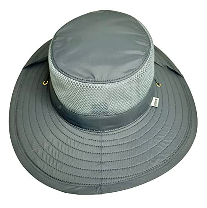 Broner Ripstop Nylon Floatable Outdoor Sun Hat with Nylon Mesh Side Panels - color: Grey, size: Medium