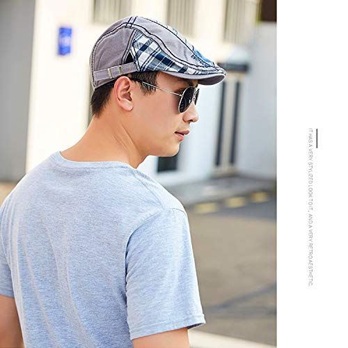M MOACC Men Beret Hat Cotton Adjustable Newsboy Hats Cabbie Gatsby Cap Driving Flat Caps - color: Hat-t3-grey