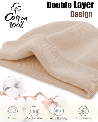 100% Cotton Beanie Hat Cuffless Beanies Warm Knit Winter Skull Cap - color: 1pcs-pink
