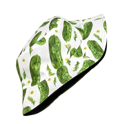 Quanhaigou Reversible Printed Bucket Hat,Summer Beach Outdoor Cap - color: Cucumber