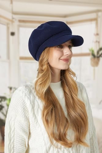Sumolux Women Beret Newsboy Hat French Cap Classic Winter - color: Navy Blue