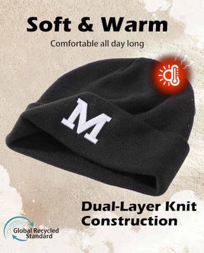 Connectyle Men's Cuffed Beanie Hat Double Layer Knit Winter Watch Cap - color: F0388-m