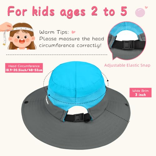 ZOORON Kids Girls Ponytail Sun Hat UPF 50+ Breathable Mesh Water-Resistant - color: Two-tone Blue