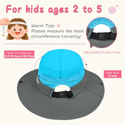 ZOORON Kids Girls Ponytail Sun Hat UPF 50+ Breathable Mesh Water-Resistant - color: Two-tone Blue