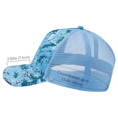 Suede Curved Brim Trucker Cap Adjustable Snapback Hat Mesh Back Breathable for Men Women 2 Pack SH03 - color: Pack of 2, Ocean Digital Camo & Rosy Clouds