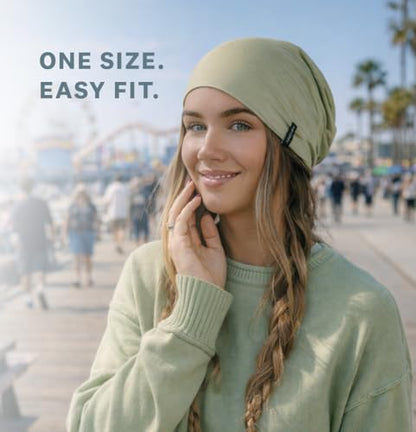 Summer T-Shirt Beanie for Men & Women - Soft Modal - Slouchy Style - color: Green