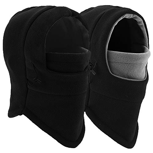 Balaclava Ski Mask 2 Pcs, Windproof Warm Winter Mask for Men & Women - color: Black+black/Gray
