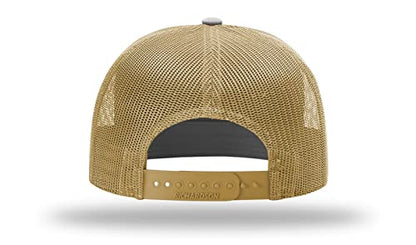 Richardson 168 168P Hat 7-Panel Trucker Cap Hi-Pro Snapback Cap Camo Hat Adjustable Baseball Hat Blank Hat Bulk Hats - color: Charcoal/Old Gold