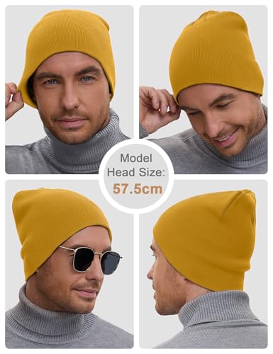 vidsel 100% Cotton Beanie Hat for Men Women, Soft Cuffless Knit Skull Cap - color: 1pc-yellow