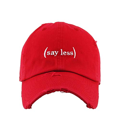 Say Less Do More Vintage Baseball Cap Embroidered Cotton Adjustable Distressed Dad Hat - color: Red