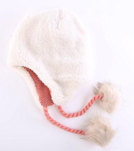 Home Prefer Girls Sherpa Earflaps Hat Toddler Baby Knit Beanie Fuzzy Peruvian Cold Weather Warm Winter Hat - color: Pink, size: Small