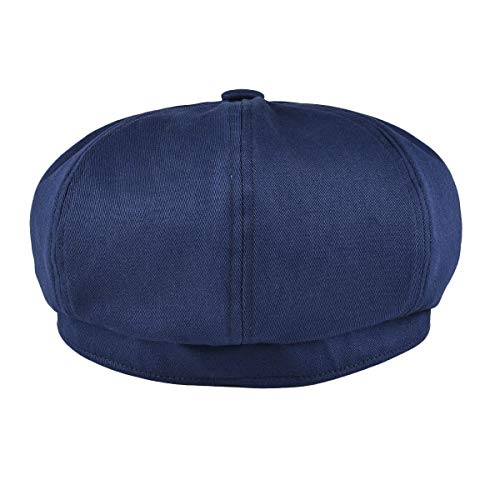 BOTVELA Men's Newsboy Flat Cap 100% Cotton Cabbie Hat - color: Navy, size: 7 3/8