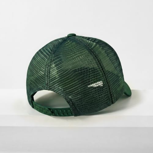 CHOK.LIDS Blank Foam Trucker Hat, Retro Mesh Rope Snapback Cap, Men Women - color: Curved Brim (White/Hunter Green)