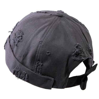 Retro Frayed Brimless Docker Cap Rolled Cuffed Beanie Skullcap Sailor Landlord Hat Casual Lovers Hip Hop Dancing Hats - color: Mg-xgmmxpd51-grey