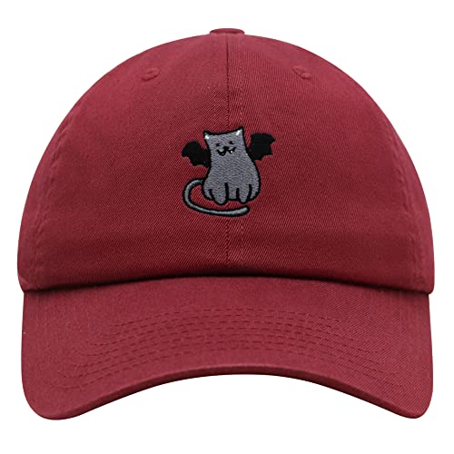 JPAK Bat-cat Premium Dad Hat Embroidered Cotton Baseball Cap Cat Kitty - color: Maroon