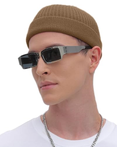 ROYBENS Thin Swag Wool Short Fisherman Beanie for Men Women Knit Winter Hat - color: 1pcs-lgiht Coffee