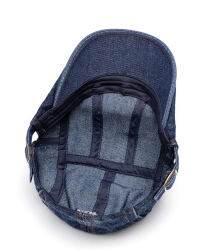 Quanhaigou Unisex Denim Newsboy Hats Flat Ivy Gatsby Cabbie Driving Berets Hat Cotton Dad Cap for Men Women - color: Jean Blue