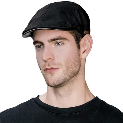 TOP-EX UPF 50+ Waterproof Newsboy Flat Cap for Men, XL/XXL - color: Black(waterproof), size: Medium-Large