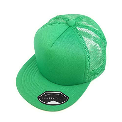 Quality 5 Panel High Crown Trucker Foam Mesh Hat Snapback Men Women Unisex Waterproof Blank Cap #2070 - color: Green