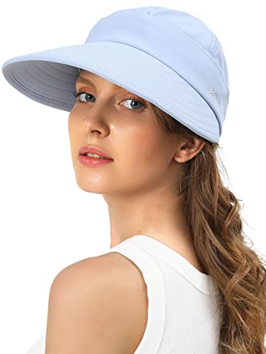 Sun Hats for Women Wide Brim Visor UV Protection Beach Summer Packable Cap - color: Blue