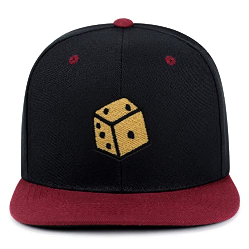 Dice Hip-Hop Snapback Hat Embroidered Baseball Cap Cute Board Game - color: 19. Black/Maroon
