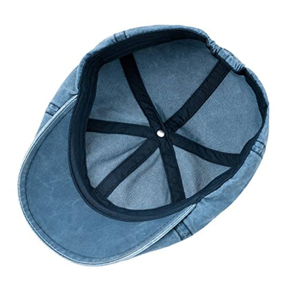 VOBOOM Cotton Washing Flat Cap Cabbie Hat Gatsby Ivy Irish Hunting Newsboy - color: Washed Navy