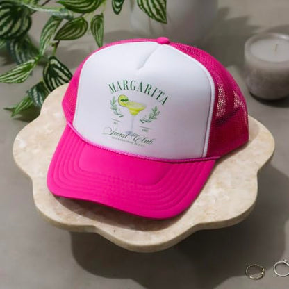 Margarita Social Club Trucker Hat | Margs Tequila Drinking Funny Cute Drinks | Premium Mesh Foam Trucker Hat for Men & Women - color: Jade