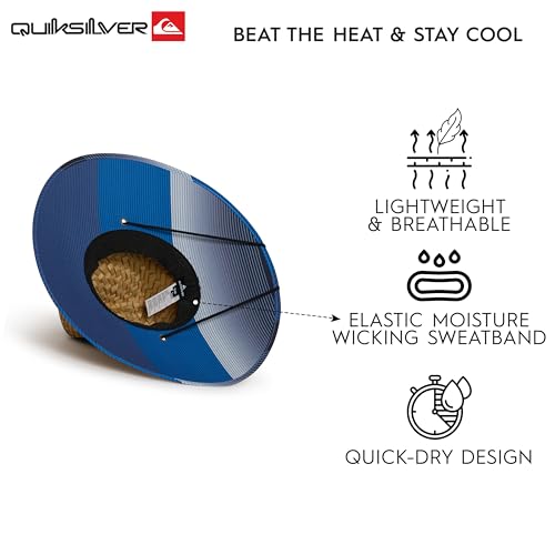 Quiksilver Men's Wide Brim Outdoor Lifeguard Straw Sun Hat - color: Monaco Blue, size: Small-Medium
