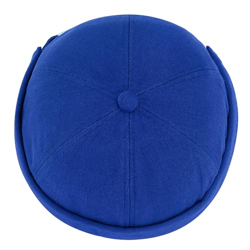 2 Pcs Mens Brimless Docker Cap Set - Retro Worker Sailor Skull Cap Beanie with Rolled Cuff - color: Blue