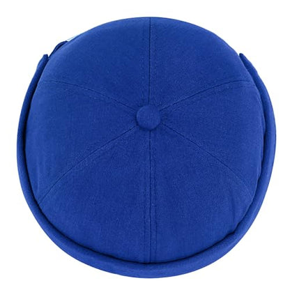 2 Pcs Mens Brimless Docker Cap Set - Retro Worker Sailor Skull Cap Beanie with Rolled Cuff - color: Blue