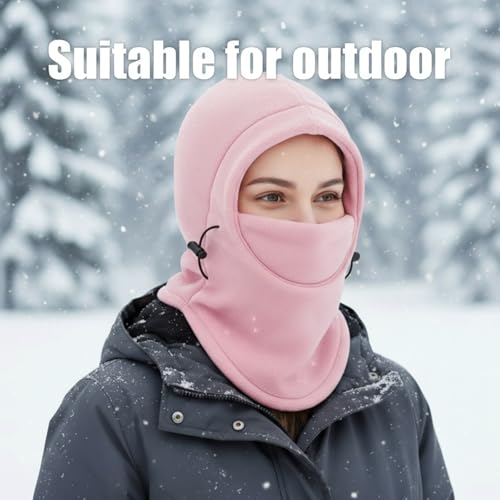 Frienda 2 Pcs Balaclava Ski Mask Windproof Warmer Fleece Adjustable Winter Mask Face Cover for Men Women - color: Pink,rose Red