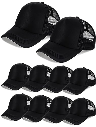 Tarpop 10 Pcs Sublimation Blank Trucker Hats Bulk - color: Black